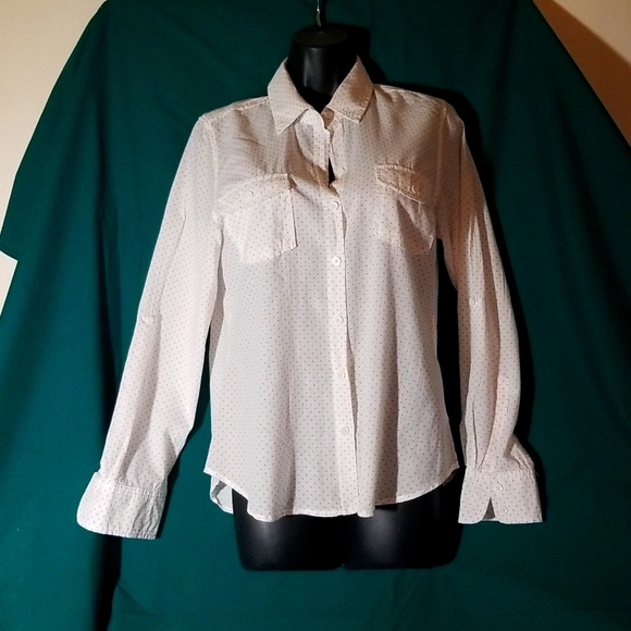 Sz M Cotton White polka dotted shirt - Picture 2 of 9